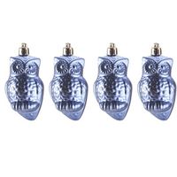 4x Kersthangers figuurtjes uil blauw 9 cm kerstversiering - thumbnail