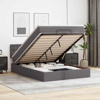 Ottoman bed met matras 140x200cm kunstleer grijs
