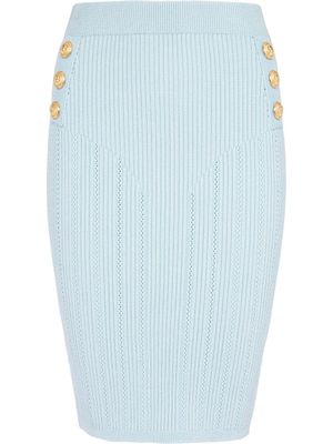 Balmain jupe crayon en maille - Bleu