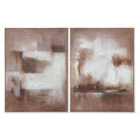 Canvas Home ESPRIT Wit Bruin Abstract Modern 92 x 3,8 x 122 cm (2 Stuks)