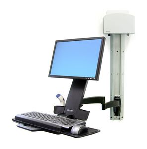 Ergotron Combo Arm Serie 200 Monitor-wandbeugel 1-voudig 25,4 cm (10) - 61,0 cm (24) Zwart Toetsenbordhouder, Kantelbaar, Zwenkbaar, Roteerbaar