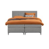 Leen Bakker - Boxspring Liv Geblokt - Licht - 160x200 Cm - Slanke Poot - Stof - Grijs