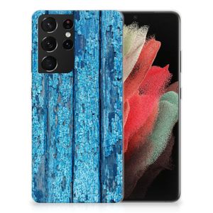 Samsung Galaxy S21 Ultra Bumper Hoesje Wood Blue