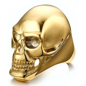 Stalen herenring Skull Gold-19mm