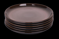 Set van 6 ontbijtborden - 22 cm - Vila Nova - blauw met roze - normale rand - Portugees stoneware