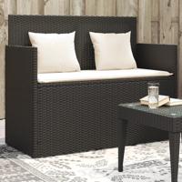 Tuinbank met kussens poly rattan zwart - thumbnail