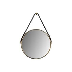 HSM Collection-Ronde Spiegel Met Touw-63x3,5x95-Goud|Zwart-Metaal|Touw