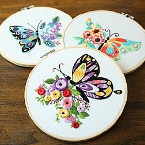 1 st 3D-borduurstartpakket voor beginners, borduurpakketten voor volwassenen, inclusief borduurdoek met kerstpatronen en borduurring, draden, naalden Lightinthebox