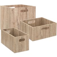 Set van 3x stuks opbergmanden/kastmanden 7/14/29 liter naturel van hout 31 cm - thumbnail