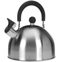 Excellent Houseware Fluitketels/waterkokers - RVS - 2,5 liter - zilver - D19 x H12 cm