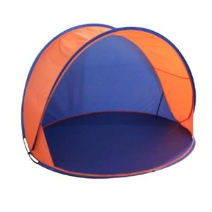 Beachshelter pop-up strandtent/windscherm blauw/oranje 150 x 80 cm