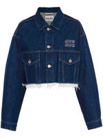 Miu Miu veste crop en jean - Bleu - thumbnail