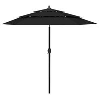 vidaXL Parasol 3-laags met aluminium paal 2,5 m zwart - thumbnail