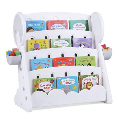 Vierdelige Kinderboekenkast met Twee Opbergboxen en Omkeerbare Onderste Plank Ombouwbare Boekenkast