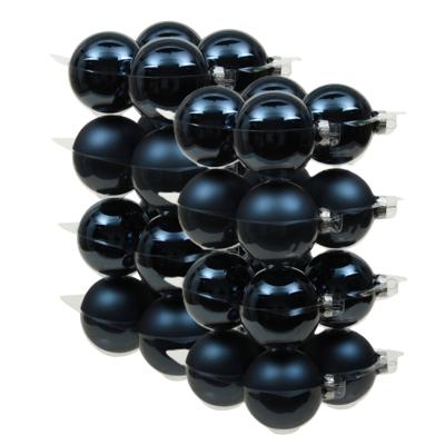 32x stuks glazen kerstballen donkerblauw 8 cm mat/glans