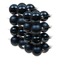 32x stuks glazen kerstballen donkerblauw 8 cm mat/glans