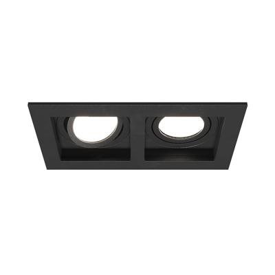 Fresno Dubbele Inbouwspot - Rechthoek - 2x GU10 - 6000K Daglicht wit - 10 Watt 800 lumen - Kantelbaar - IP20 stofdicht - Zwart