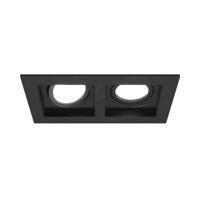 Fresno Dubbele Inbouwspot - Rechthoek - 2x GU10 - 6000K Daglicht wit - 10 Watt 800 lumen - Kantelbaar - IP20 stofdicht - Zwart
