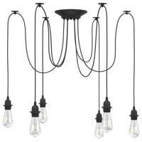 Hanglamp met 6 lamphouders E27 metaal zwart
