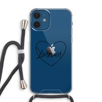 Forever heart black: iPhone 12 mini Transparant Hoesje met koord