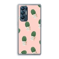 Cactusprint roze: Oppo Find X3 Neo Transparant Hoesje