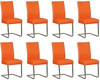 Set van 8 Oranje leren industriële eetkamerstoelen Remix - poot vierkant rvs - Toledo Leer Orange (oranje leer)