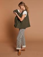 Evolutieve gewatteerde jas met zwangerschaps- en postzwangerschapsbeschermer ENVIE DE FRAISE in katoenen gaas kaki