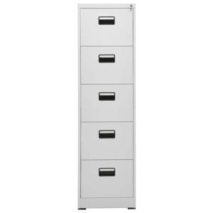 The Living Store Archiefkast - 46 x 62 x 164 cm - Staal - Lichtgrijs - 5 lades - Met slot