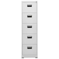 The Living Store Archiefkast - 46 x 62 x 164 cm - Staal - Lichtgrijs - 5 lades - Met slot