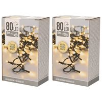 2x stuks kerstverlichting extra warm wit buiten 80 lampjes