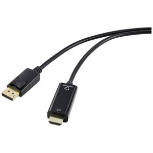 Renkforce DisplayPort / HDMI Adapterkabel DisplayPort stekker, HDMI-A stekker 3.00 m Zwart RF-5179190 PVC-mantel DisplayPort-kabel