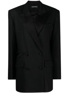 David Koma blazer croisé à revers en satin - Noir