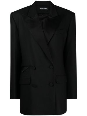 David Koma blazer croisé à revers en satin - Noir