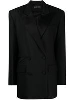 David Koma blazer croisé à revers en satin - Noir