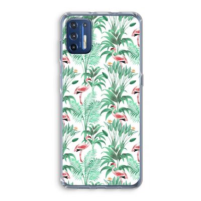 Flamingo bladeren: Motorola Moto G9 Plus Transparant Hoesje