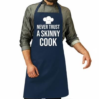 Keuken en BBQ schort - blauw - never trust a skinny cook - koksmuts - verjaardag - Vader / Moederdag
