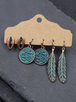 Vintage Schelp Legering oorbellen 3 STUKS - thumbnail