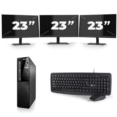 Lenovo ThinkCentre Edge 71 SFF - Intel Core i7-3e Generatie - 16GB RAM - 256GB SSD - Windows 10 + 3x 23 inch Monitor