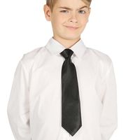 Carnaval verkleed stropdas voor kinderen - zwart - polyester - jongens en meisjes - thumbnail