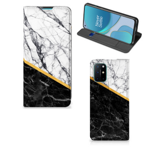 OnePlus 8T Standcase Marmer Wit Zwart - Origineel Cadeau Man