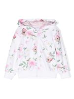 Monnalisa hoodie zippé à fleurs - Blanc