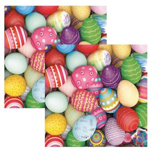 Servetten Pasen thema - 40x - gekleurde eieren - 33 x 33 cm - papier - feestservetten