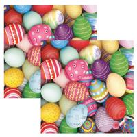 Servetten Pasen thema - 40x - gekleurde eieren - 33 x 33 cm - papier - feestservetten Servetten Pasen thema - 40x - gekleurde eieren - 33 x 33 cm - papier - feestservetten