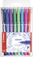 STABILO SENSOR, Fineliner, Fijn 0.3 mm, Met Meeverende Schrijfpunt, Etui Met 8 Kleuren