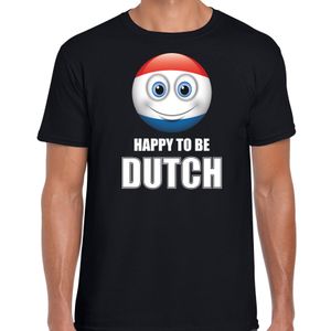 Holland emoticon Happy to be Dutch landen t-shirt zwart heren