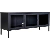 House Nordic Brisbane Zwart | Glas TV-Meubel W130 cm - thumbnail