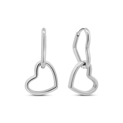 Oorbellen double hearts - Stainless steel - Zilver