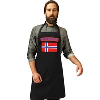 Noorse vlag keukenschort/ barbecueschort zwart heren en dames   -