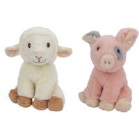 Pluche boerderijdieren knuffels Schaap en Varken van 23 cm - thumbnail