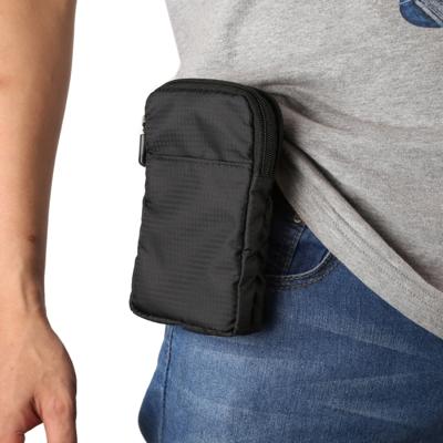 Multi-functie Casual Sport GSM dubbele rits taille Pack diagonale tas voor 6 9 Inch of onder Smartphones (zwart)